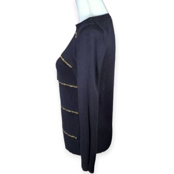 MICHAEL KORS BLACK GOLD CHAIN EMBELLISHED SWEATER SZ.S EUC - Picture 3 of 7